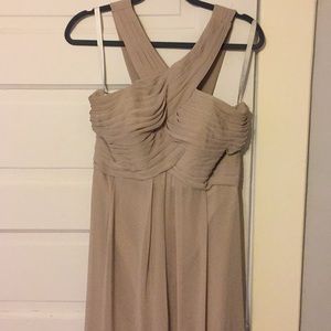 Beautiful taupe Bill Levkoff formal dress